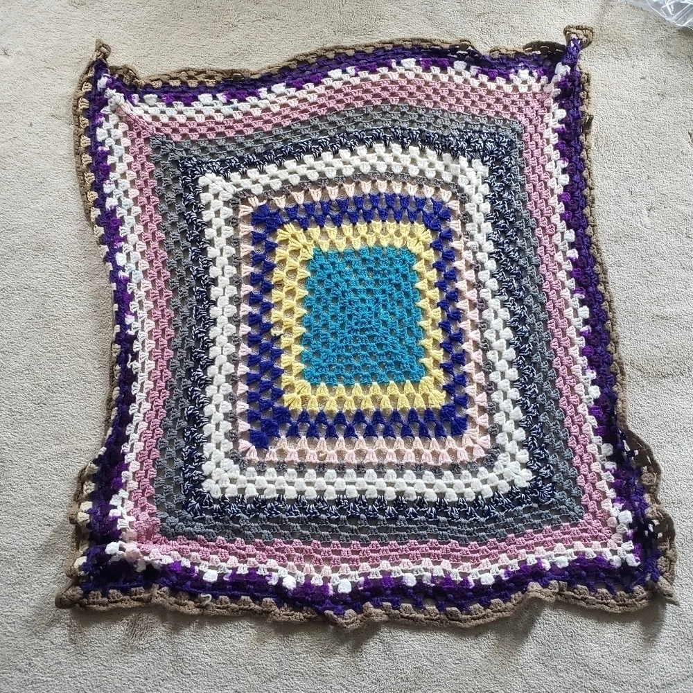 Vintage Handmade‎ Granny Square Crochet Blanket Throw Afghan